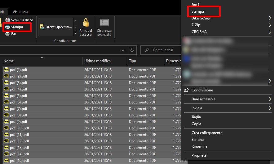 stampa contemporanea di documenti pdf, funziona fino a 15 file contemporaneamente