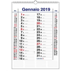 Sui comuni calendari i giorni feriali sono in nero, quelli festivi in rosso.