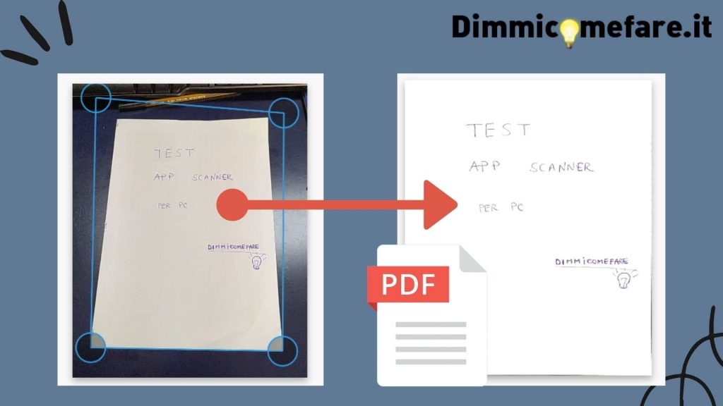 photo scanner su pc, online, trasformare da immagine a documento (con crop e aggiustamento contrasto e colori)