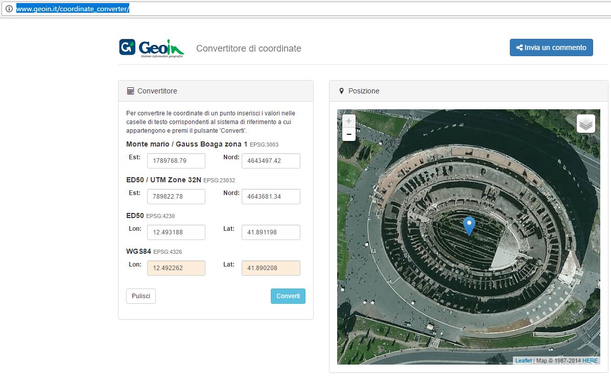 convertitore coordinate geografiche online