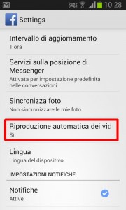 La voce che ci interessa è Riproduzione automatica dei video