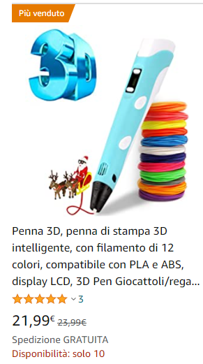 penna 3d 20 euro amazon