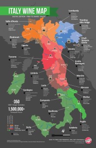 Mappa dei maggiori vini italiani divisi per regione