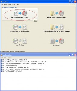 Maschera principale di ImgBurn, per masterizzare file ISO