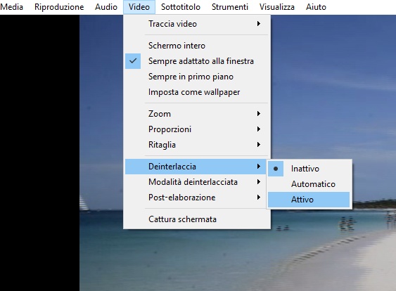 opzione deinterlaccia vlc