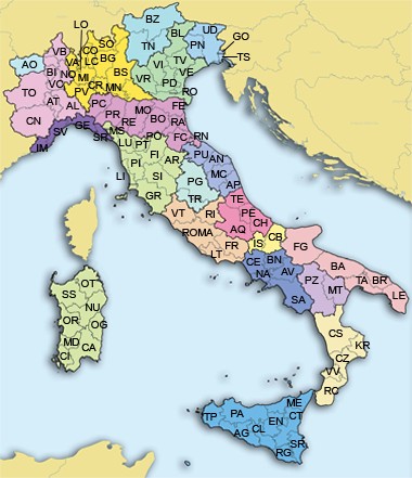 Province italiane: Tabella delle sigle e regioni, file PDF, Excel e Libre Office
