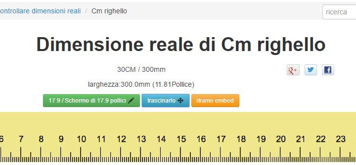 righello in dimensioni reali su monitor