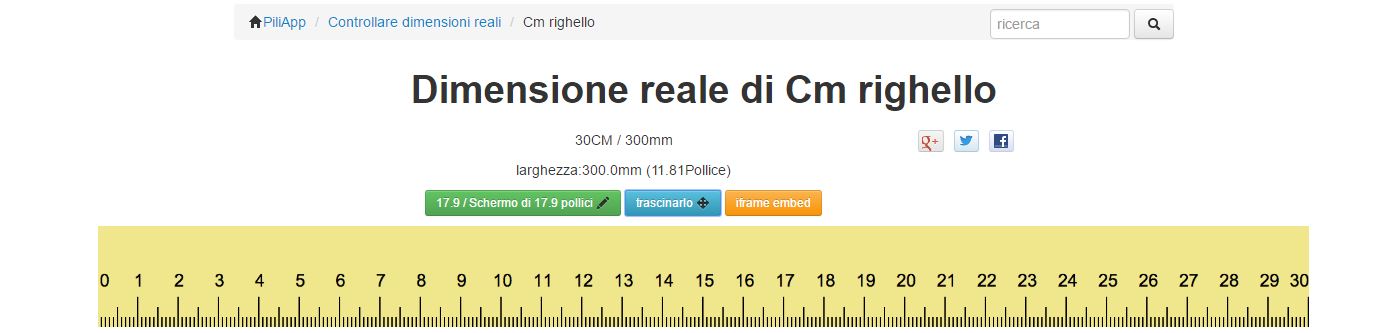 righello in dimensioni reali su monitor