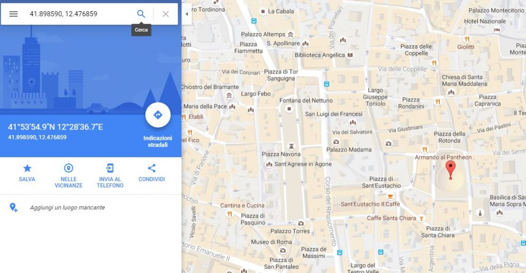 Convertire coordinate geografiche GPS su Google Maps