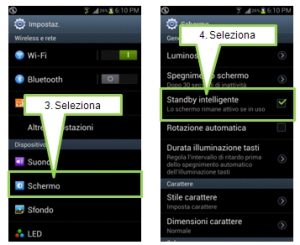 menu disattivazione standby intelligente su Samsung