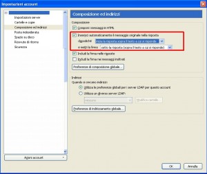 Parametri per inserire risposta e firma in testa al messaggio con Thunderbird